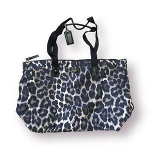 Coach XL Bohochic‎ Tote and Clutch Brown/Multi Leopard Print Getaway Weekender